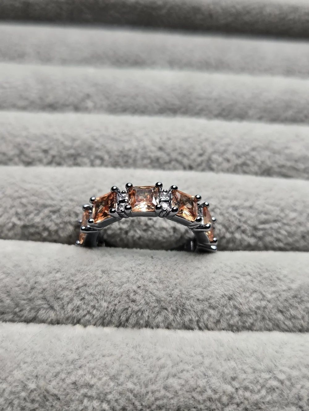Size 8 Amber Topaz November Hematite Plated Open My Heart Bomb PartyRBP8781 Ring